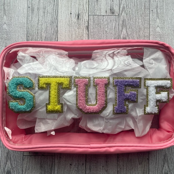 SOLD New Large Stuff Makeup Bag Pouch Clear with Pink, Inspired by Stoney Clover - Picture 3 of 7